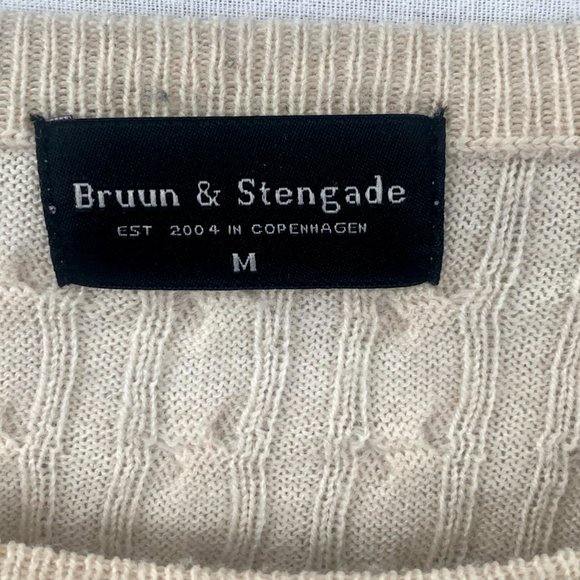 Bruun & Stengade Mens Crew Knit Cream sweater - Picture 3 of 4